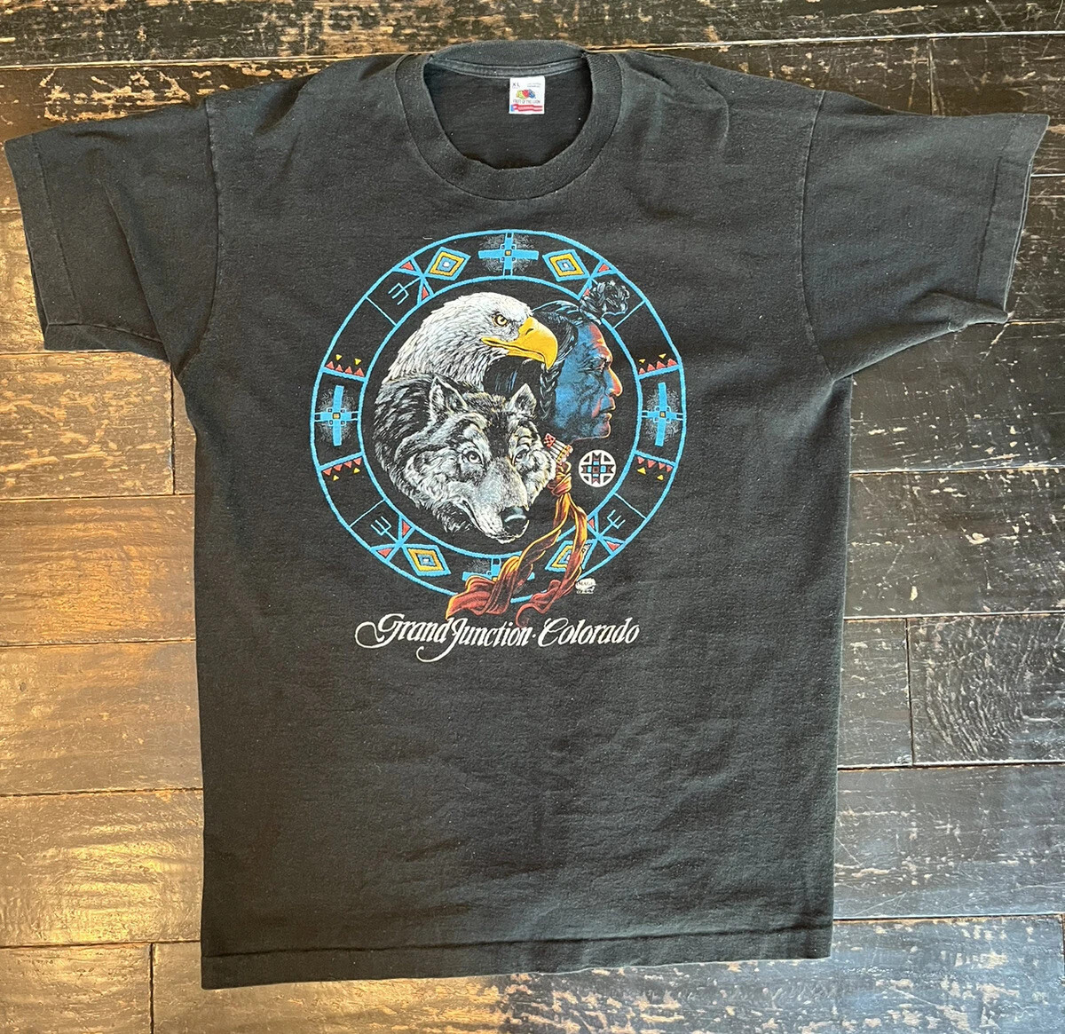 Vintage Native American Eagle Wolf Graphic Shirt Men XL USA Single Stitch Nature | eBay US