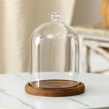 12 * 16cm Big Size Antique Base Different Top Glass Dome Vase Home Decoration Transparent Candle Cover Wedding Friend Favor Gift (1set Diamond domeba) | Amazon (US)