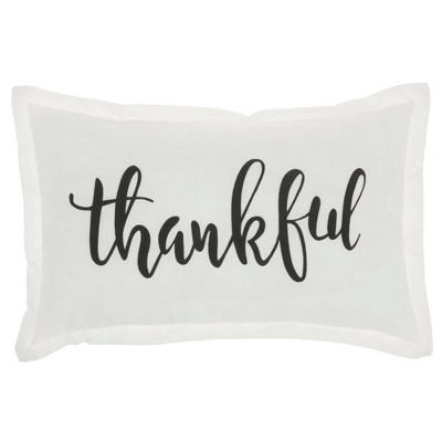 12"x20" 'Thankful' Lumbar Throw Pillow White - Kathy Ireland Home | Target