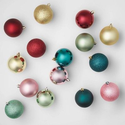 50ct 70mm Multicolored Pastel Christmas Ornament Set Pink/Green/Blue - Wondershop&#8482; | Target