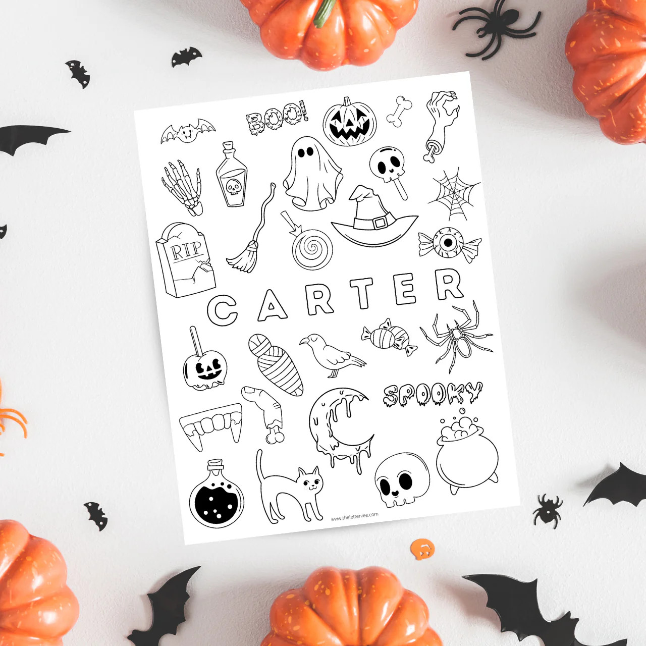 Custom HALLOWEEN Coloring Page | The Letter Vee