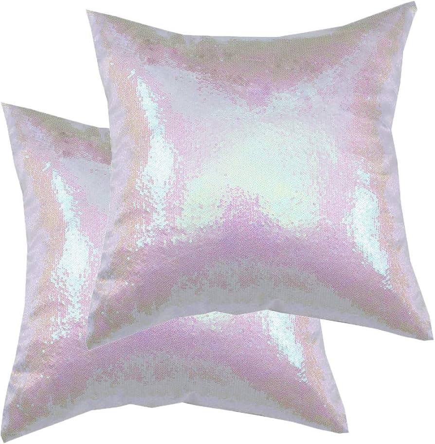 Poise3EHome 18x18inches Sequin Decorative Pillow Covers Satin Pillow Cases for Throw Pillow, Couc... | Amazon (US)