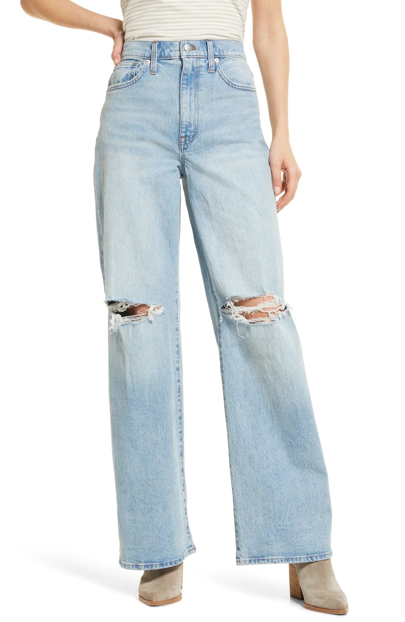 Madewell Women's Ripped High Waist Superwide Leg Jeans | Nordstrom | Nordstrom