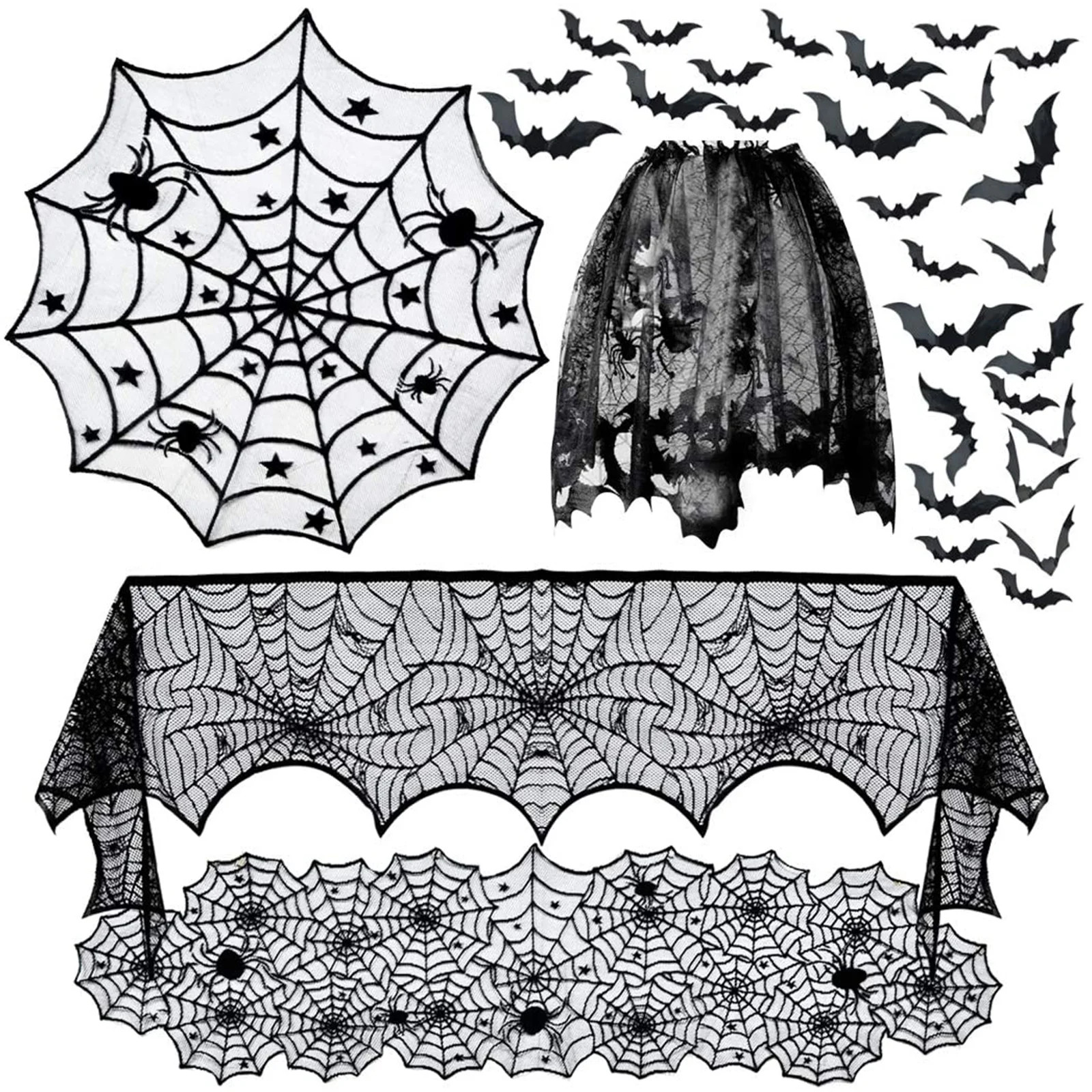 Husfou Halloween Decorations Set for Home, Table Runner, Tablecloth, Fireplace Mantel Scarf, Lamp... | Walmart (US)