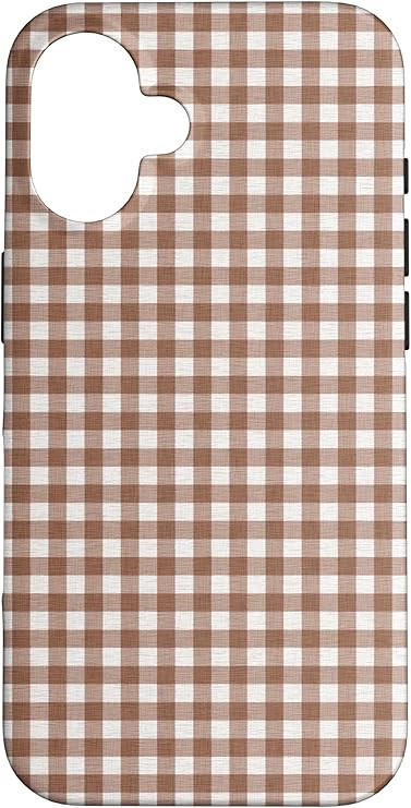 iPhone 16 Brown Gingham Pattern Case | Amazon (US)
