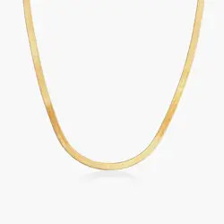 Herringbone Slim Chain Necklace - 14k Solid Gold | Oak & Luna (US)