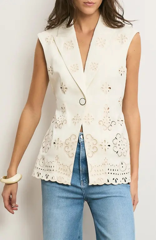 Veronica Beard Townes Eyelet Vest in Dove at Nordstrom, Size 8 | Nordstrom