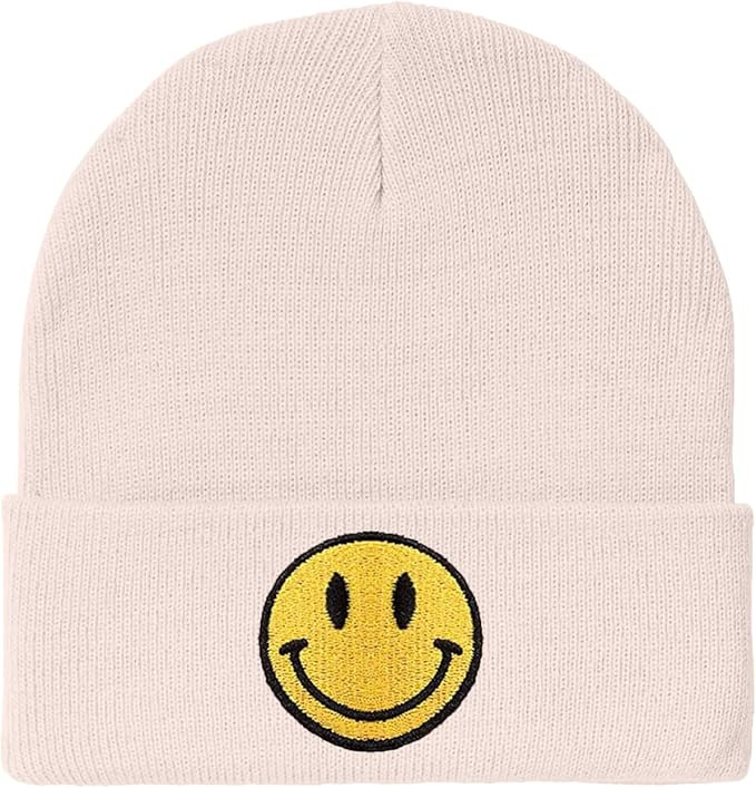 lycycse Womens Beanies for Winter Cuffed Beanie Hats with Smile Face Patch Knit Acrylic Slouchy B... | Amazon (US)