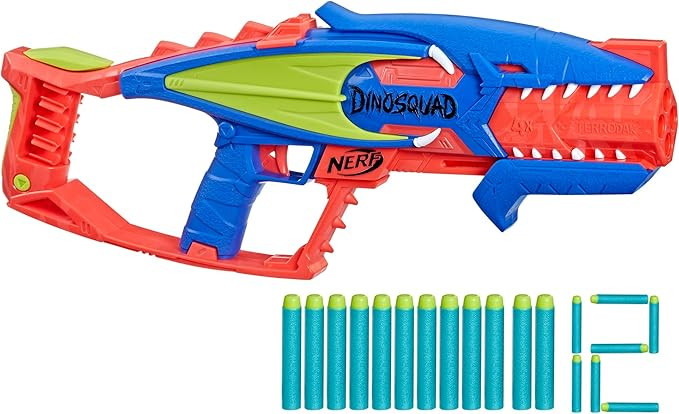 NERF DinoSquad Terrodak, 4 Blasting, Storage, 12 Elite Dart Foam Blasters, Dinosaur Toys for Kids... | Amazon (US)