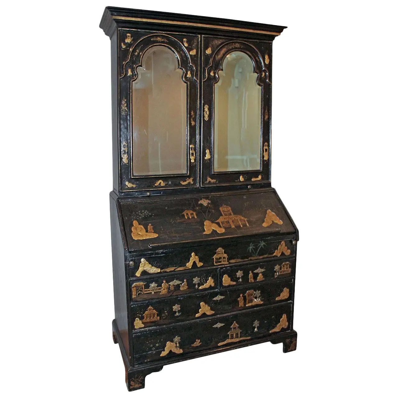 Early 18th Century English Queen Anne Chinoiserie Secretary | Chairish