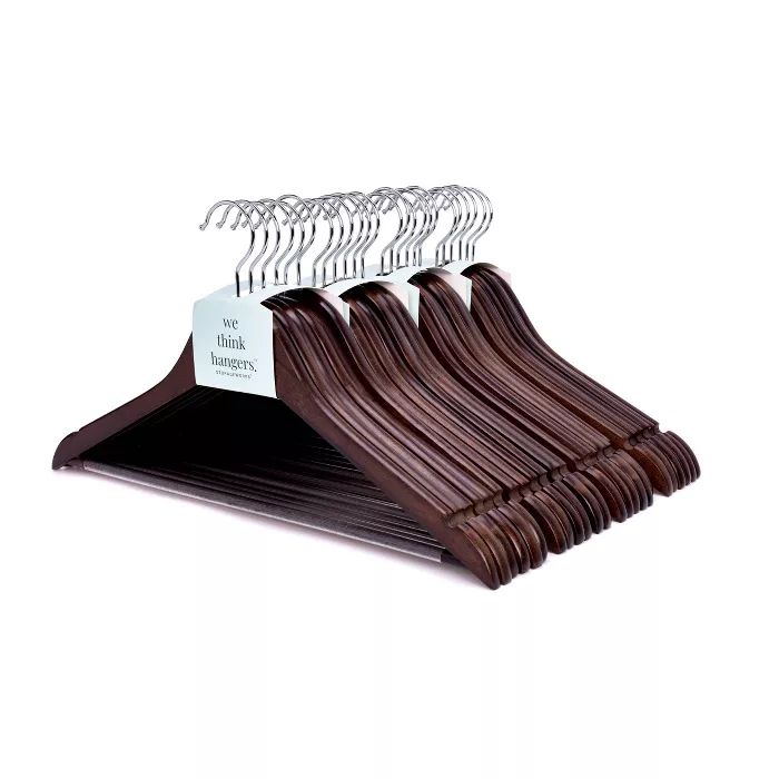 StorageWorks Solid Wood Premium Hangers with Non-Slip Pants Bar and Notches Brown | Target