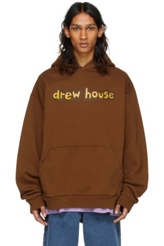 drew house - SSENSE Exclusive Brown Cartoon Font Hoodie | SSENSE