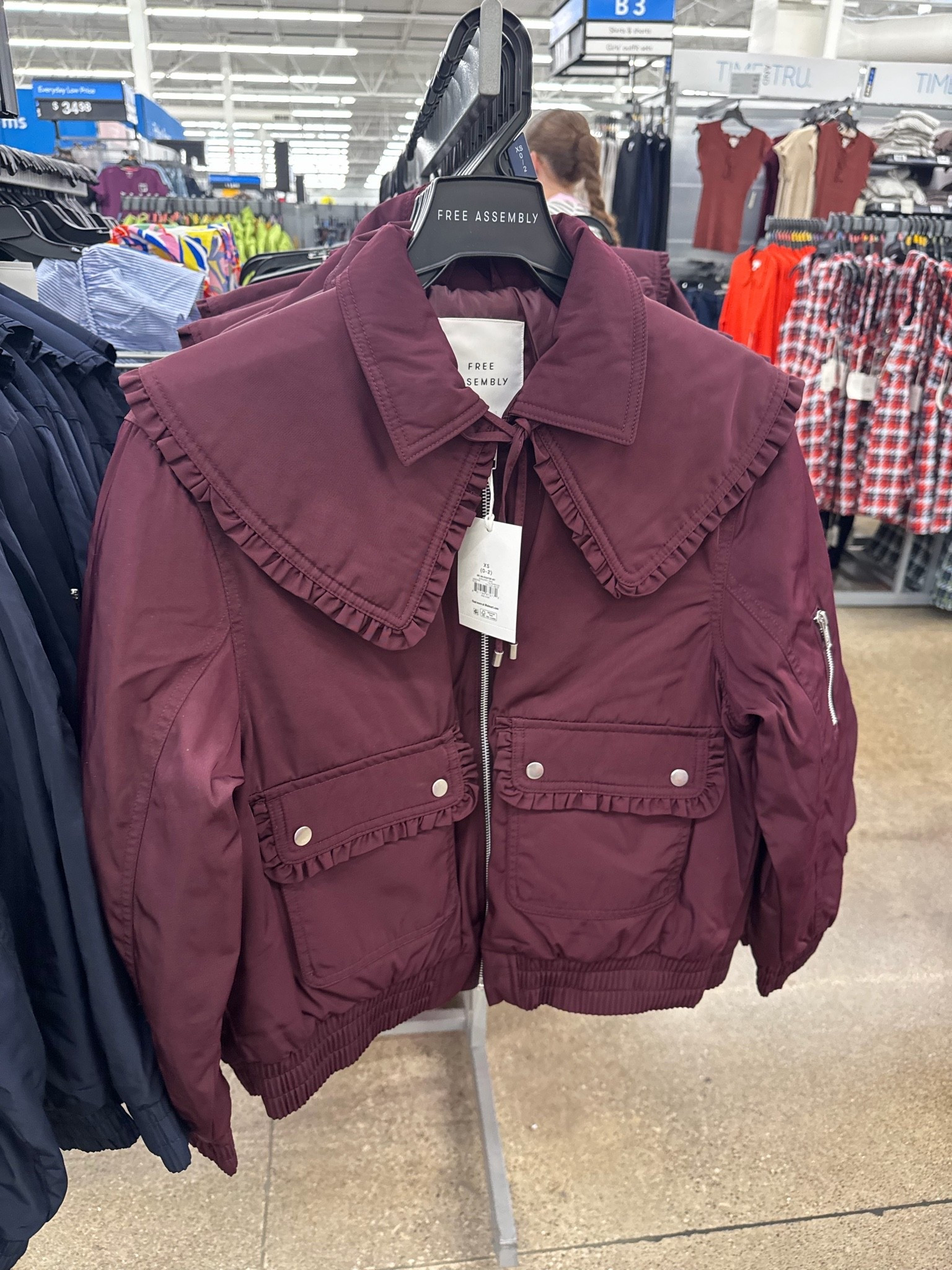 Walmart✨ Free Assembly Women's and Women's Plus Ruffle Collar Bomber Jacket, Sizes XS-4X

#LTKootd #LTKSeasonal #LTKOver40