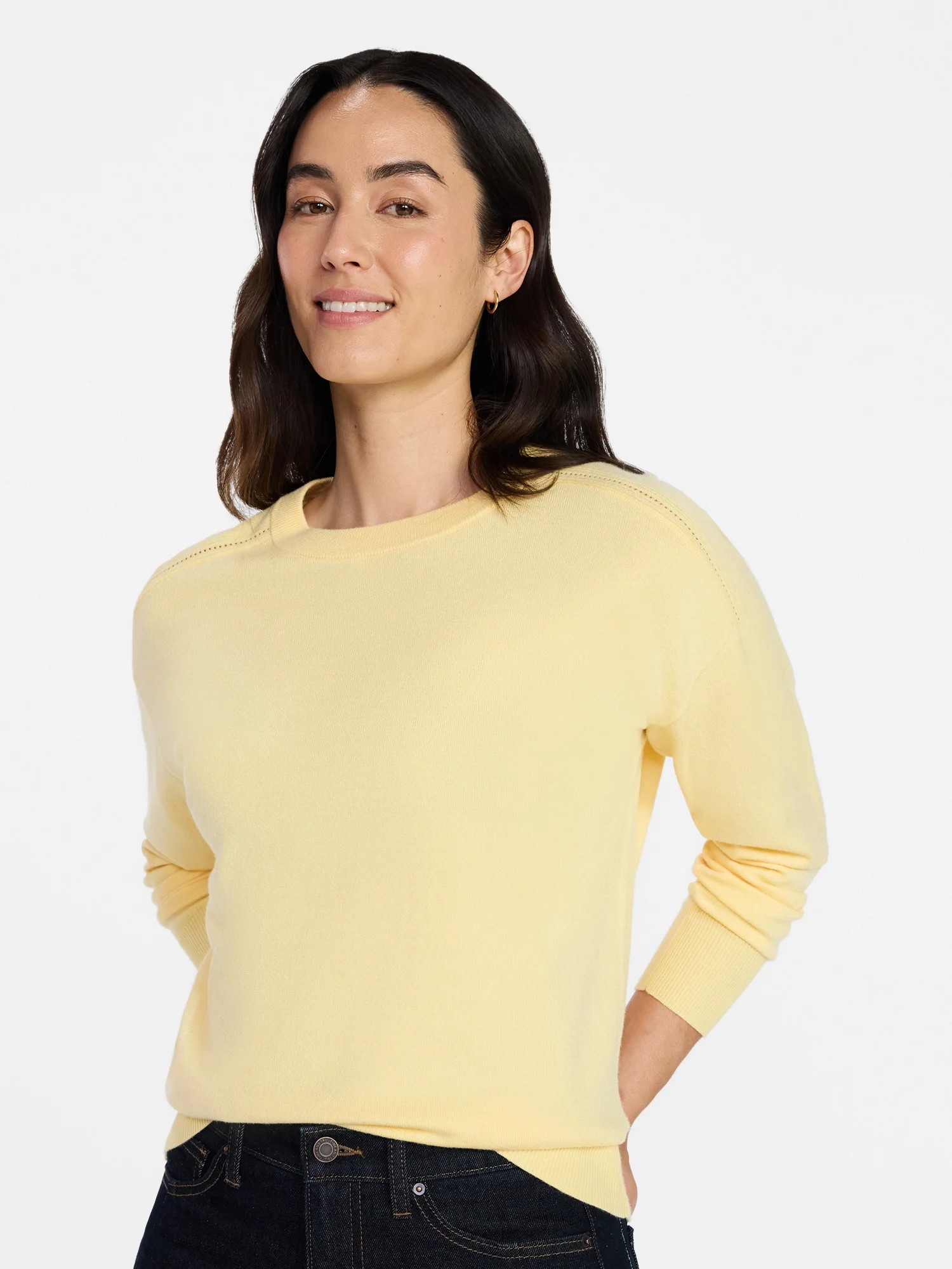 Time and Tru Women's Crewneck Sweater with Long Sleeves, Lightweight, Sizes XS-XXXL | Walmart (US)