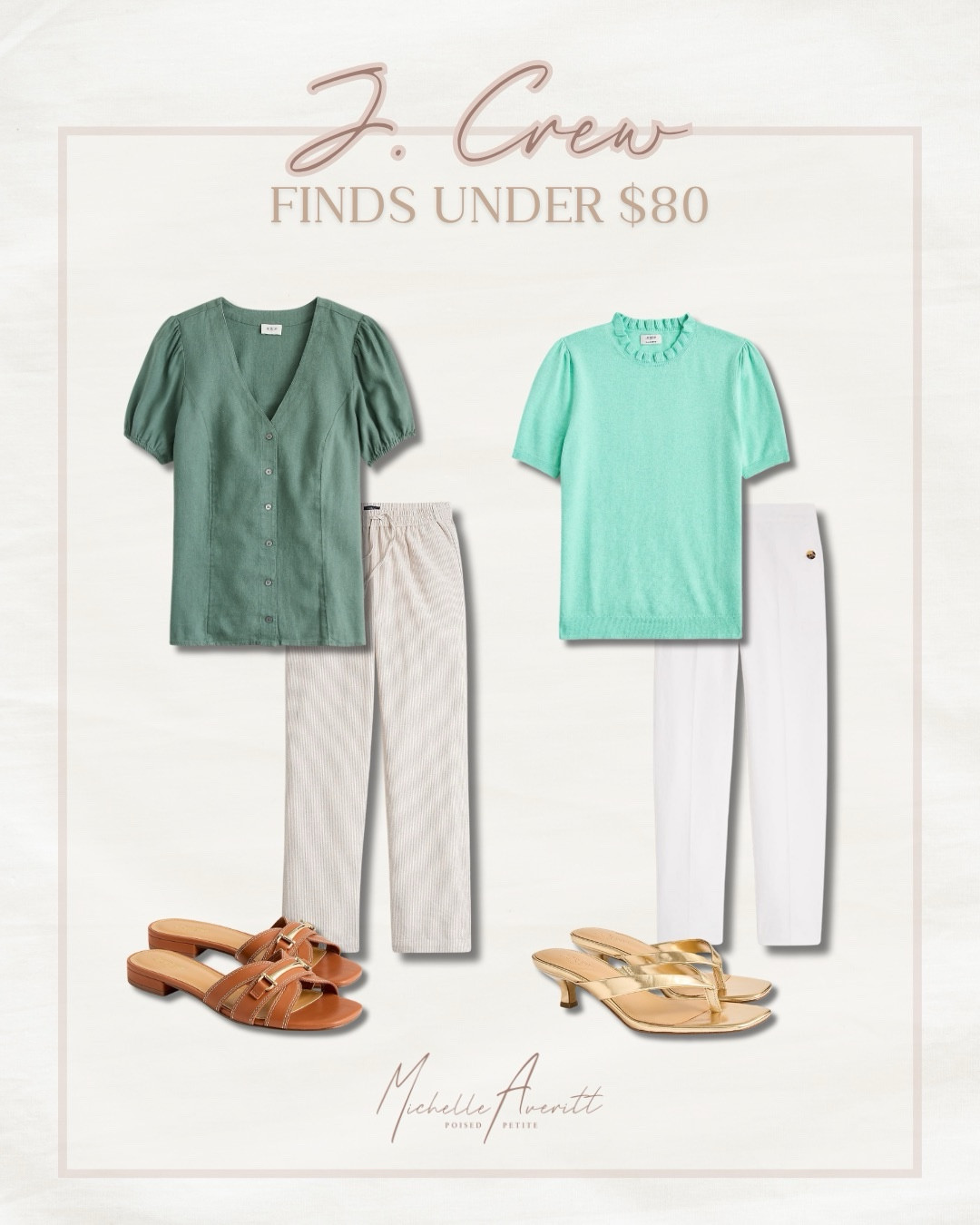 Looking for a stylish look that won’t cost a fortune? These J. Crew Factory finds are perfect affordable additions to your wardrobe!

Chic sandals, versatile blouses, and neutral pants all under $80!

Fashion over 40, affordable outfit ideas, petite style

#LTKootd #LTKOver40 #LTKPetite