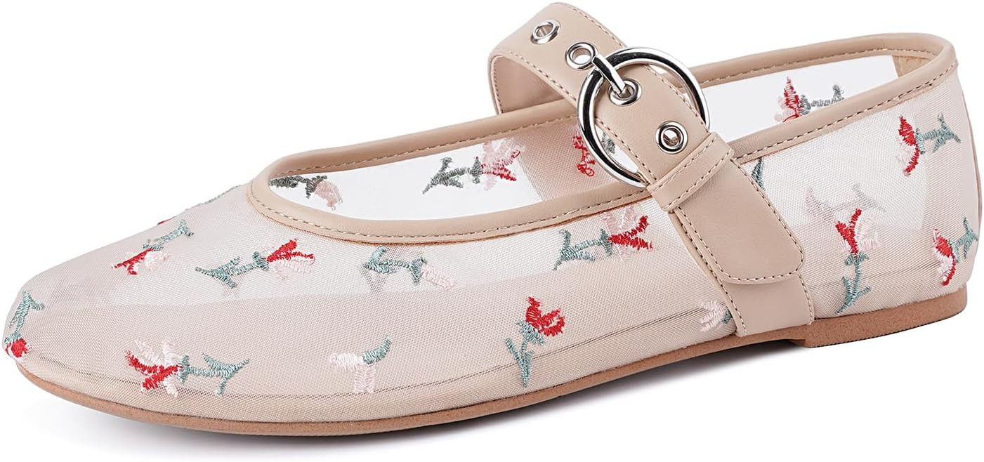 Leopard Flats for Women Mesh Flats Ballet Flats Mary Jane Flats Women's Dress Shoes Ballet Shoes | Amazon (US)