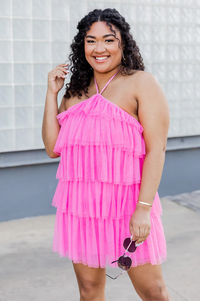 Trend Setter Pink Tulle Halter Mini Dress | Pink Lily