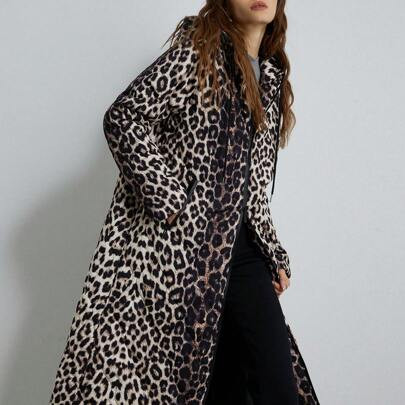 Fashionable Hooded Retro Leopard Print Long Sleeve Padded Padded Coat Clothes Winter Cheetah PrintÂ  | SHEIN