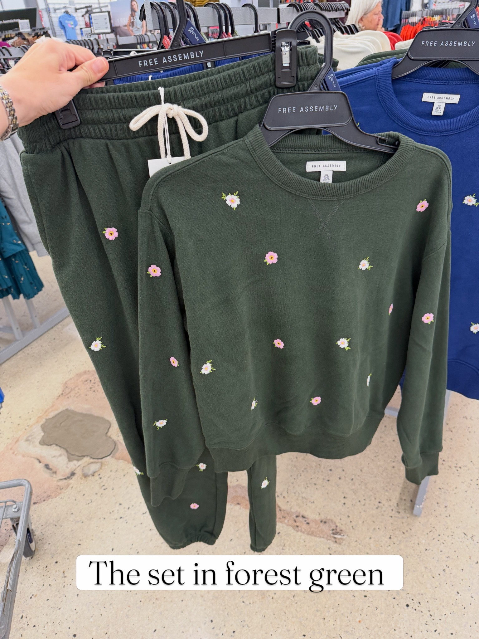 Walmart jogger set with embroidery detail, comes in green or blue. #walmartfashion