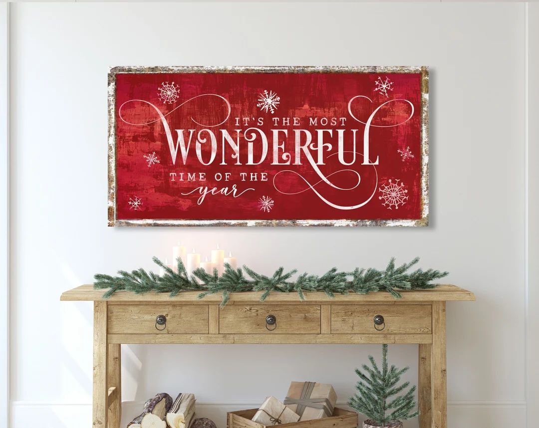 Most Wonderful Time of the Year Rustic Christmas Sign Vintage - Etsy | Etsy (US)