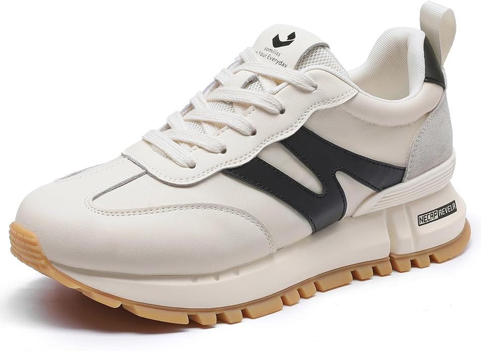 somiliss Sneakers for Women Genuine Leather Suede Patchwork Casual Lace Up Non-Slip Walking Shoes... | Amazon (US)