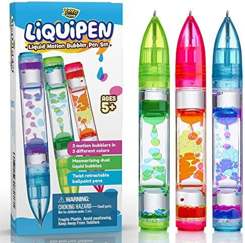 YoYa Toys Liquipen - Liquid Motion Bubbler Pen Toy (3 Pack) - 3 Colors - Colorful Timer Pens for ... | Amazon (US)