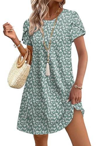 OFEEFAN Spring Dresses for Women 2026 Spring Outfits Easter Dresses for Women Summer Dress Sun Dress Floral Green M | Amazon (US)