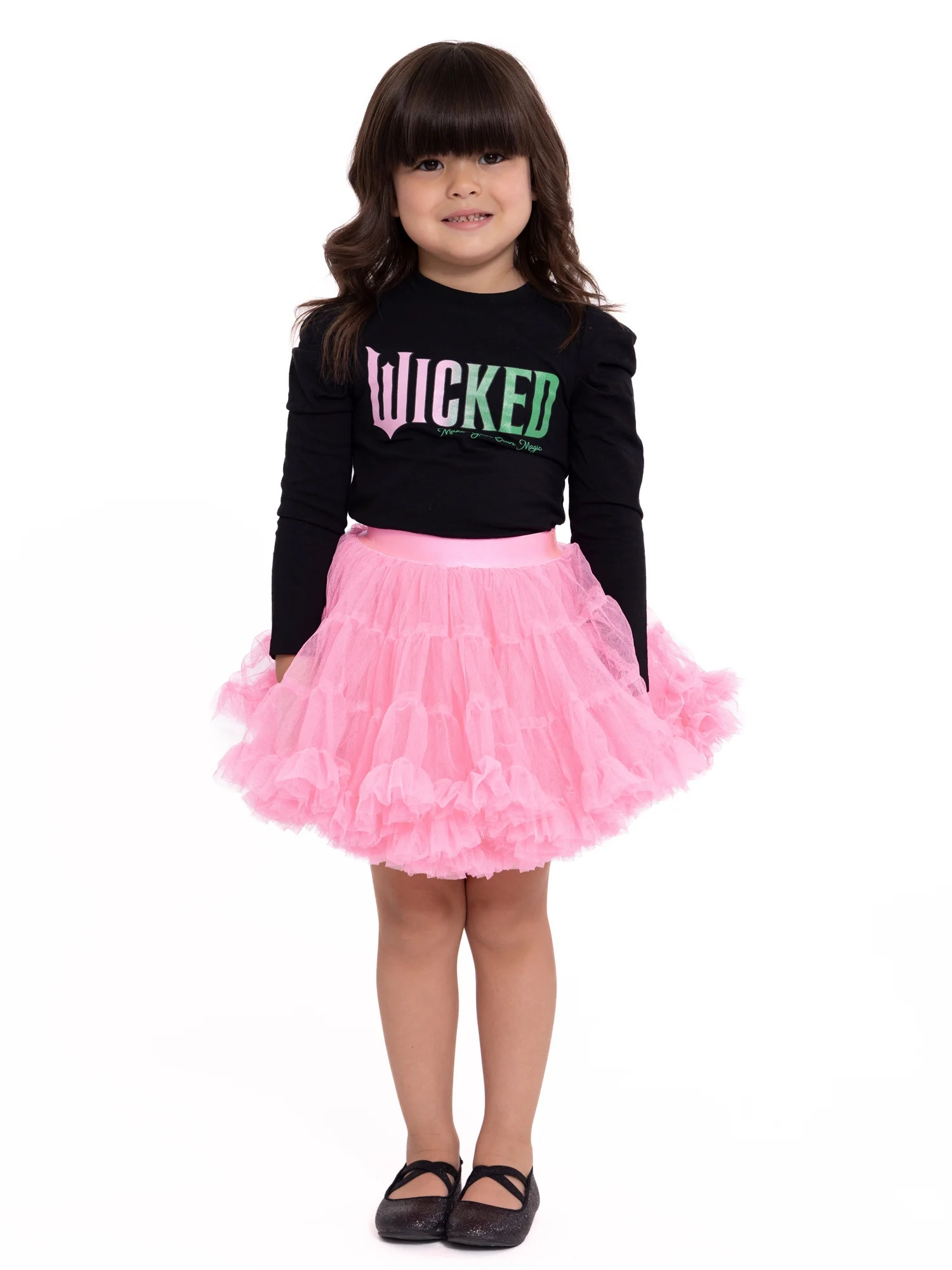 Wicked Toddler Girls Glitter Graphic Tee with Puff Long-Sleeves, Sizes 2T-5T | Walmart (US)
