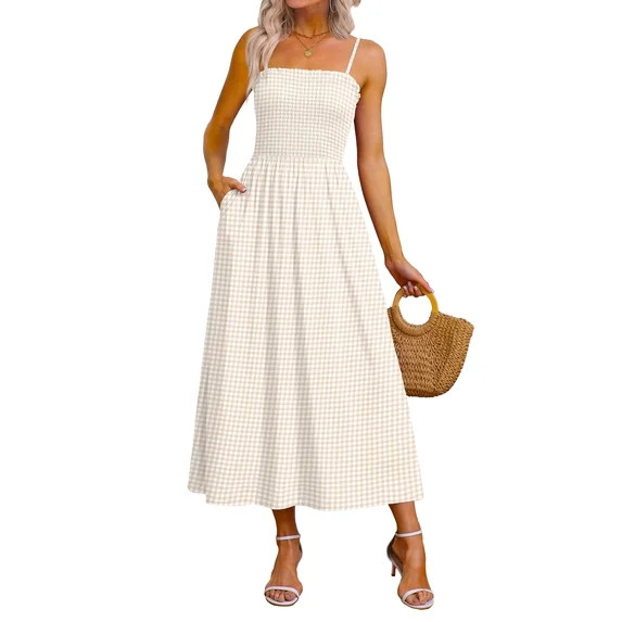 WIHOLL Maxi Dresses for Women 2026 Spaghetti Strap Flowy Boho Long Sundress with Pockets Spring S... | Walmart (US)