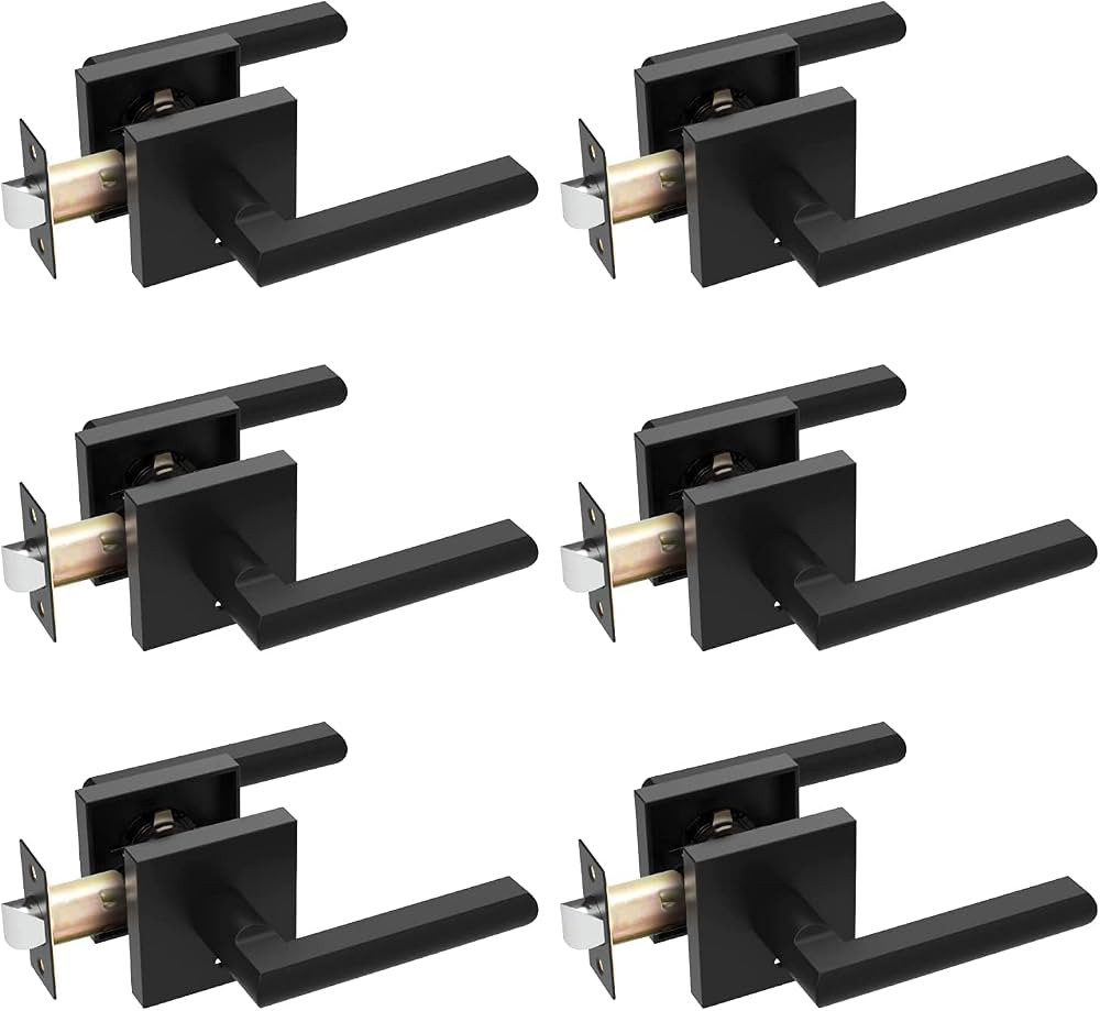 Ohuhu Black Door Handle, 6 Pack Door Knobs Interior Matte Heavy Duty Privacy Door Lever with Lock... | Amazon (US)