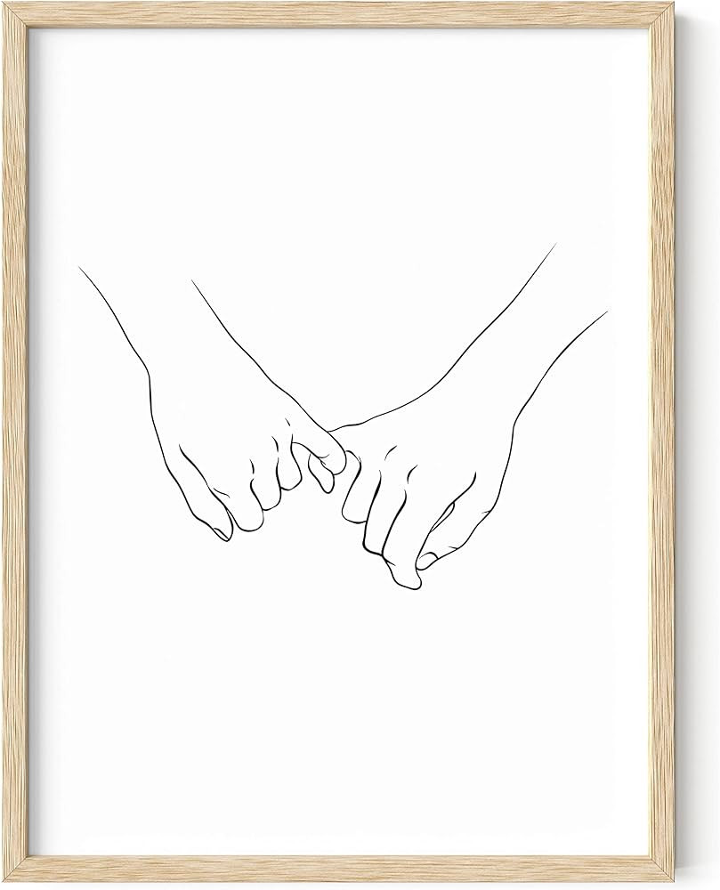 HAUS AND HUES Pinky Promise Wall Art Line Drawings Holding Hands Minimalistic Wall Art Pinky Prom... | Amazon (US)
