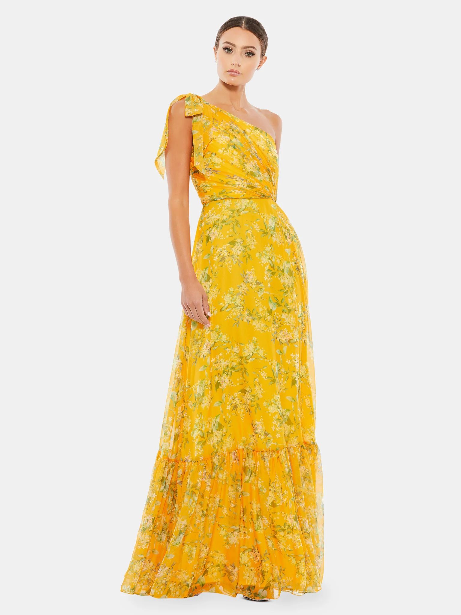 Floral One Shoulder Bow Maxi Dress | Verishop