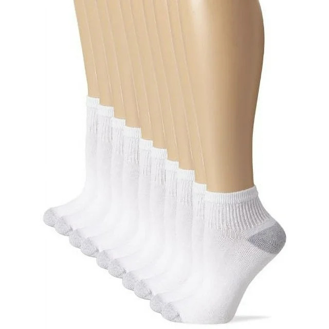 Hanes 10 Pair Cushioned Women's Athletic Socks - Ankle White 5-9 | Walmart (US)