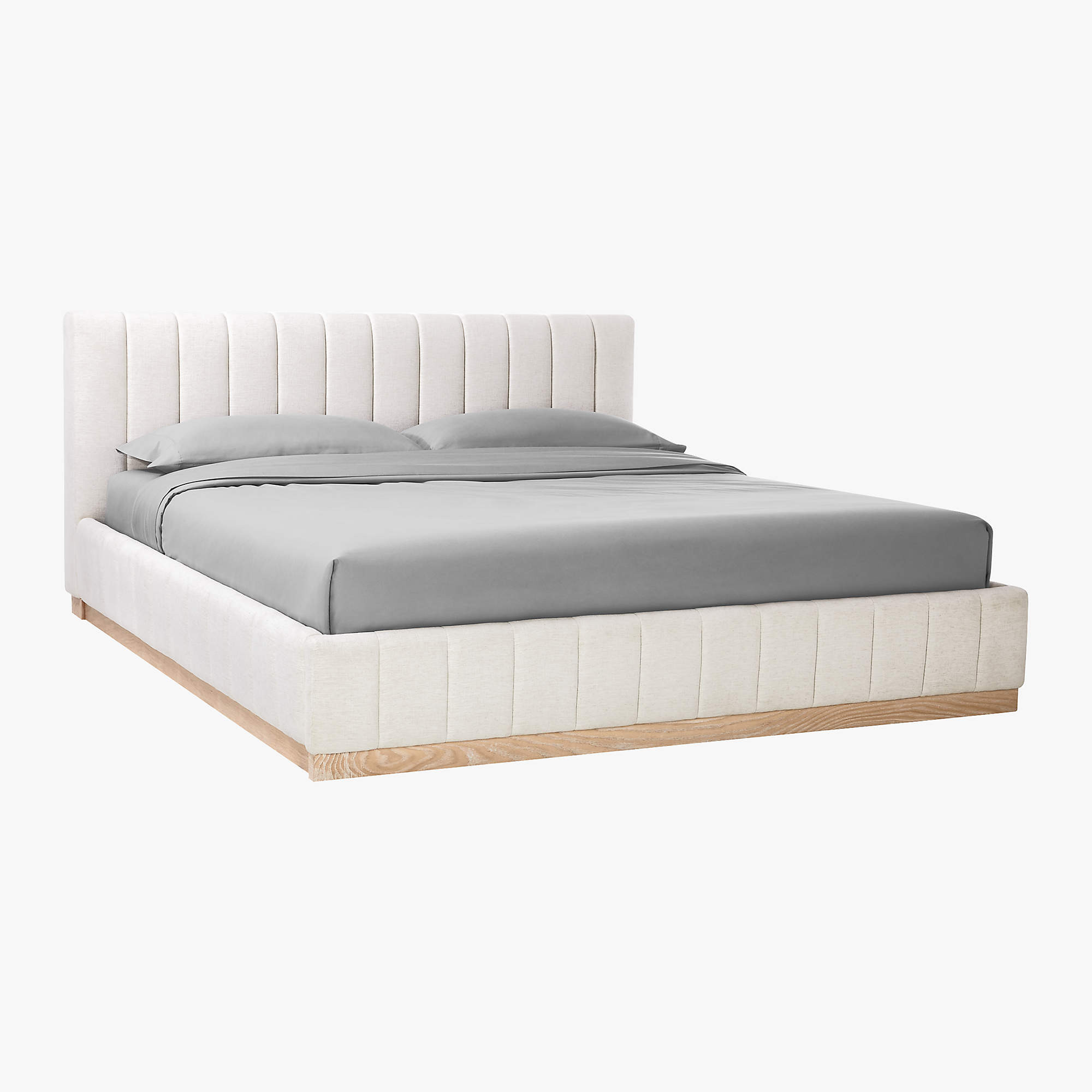 Forte Channeled White Performance Fabric Upholstered King Bed + Reviews | CB2 | CB2