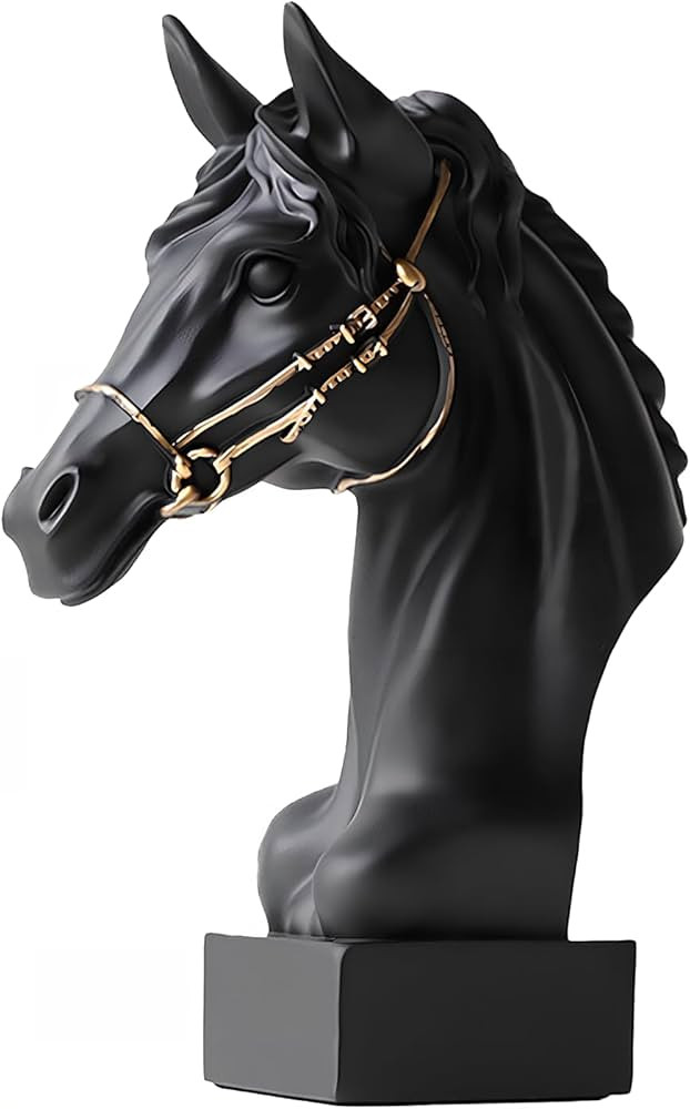 Horse Head Statue Resin Sculpture, Artistic Equestrian Home Decor Showpiece for Living Room Shelf... | Amazon (US)