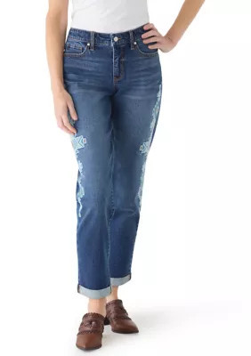 Wonderly Women's Embroidered Aztec Cropped Jeans | Belk