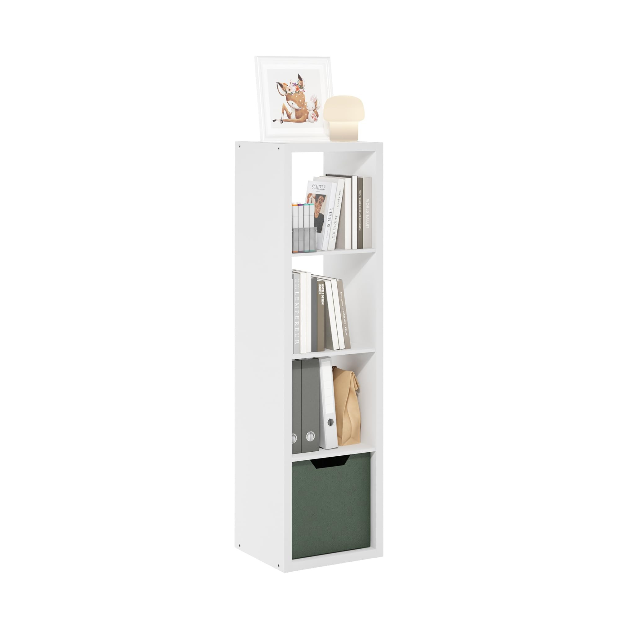 Furinno Cubicle Open Back Decorative Verticle Cube Storage Organizer, 4-Cube, White | Amazon (US)