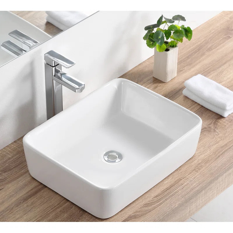 DV-1V031 White Ceramic Rectangular Vessel Bathroom Sink | Wayfair North America