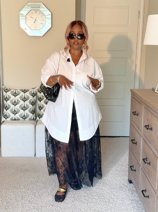 White Button Down and Black Lace Skirt Outfit | Elevated Feminine Style

#LTKgrwm #LTKootd #LTKPlusSize