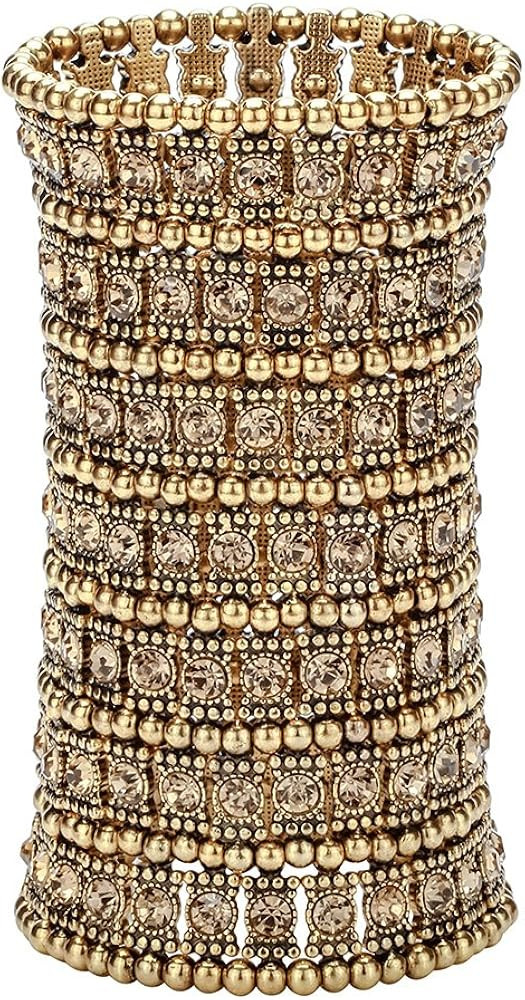 Szxc Womens Ballroom Rhinestone Stretch Cuff Bracelets Fit Wrist Circumference from 6.5" to 7.8" ... | Amazon (US)