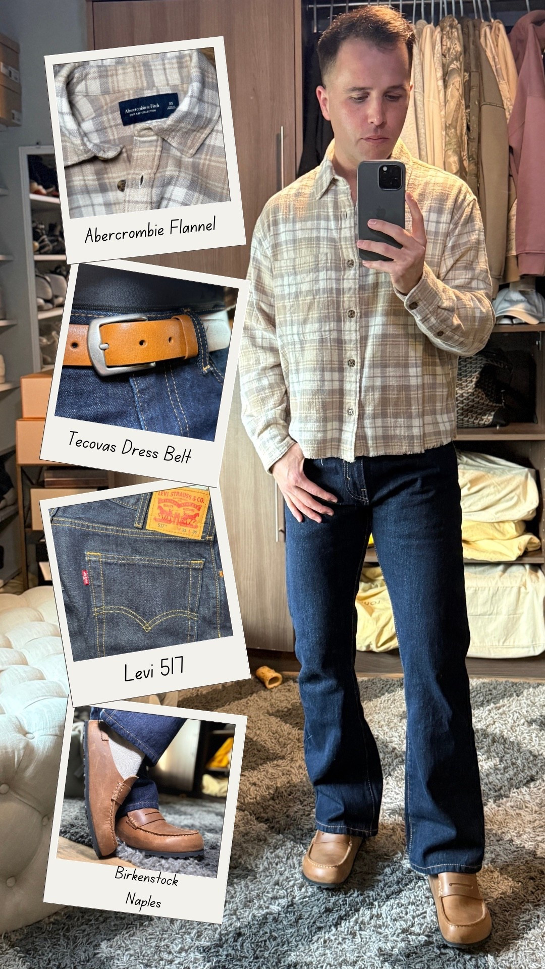 A classic casual outfit that always works.. first a soft flannel, dark wash denim, and loafers. I paired this super comfortable flannel from Abercrombie & Fitch with my go-to dark wash Levi’s 517 Bootcut Jeans. Added a leather belt from Tecovas and finished the look with the incredibly comfortable Birkenstock Naples Loafer.
This is one of my favorite easy outfits for weekends when you want to look put together but still relaxed. #tecovas #casualoutfit #levi #bootcut #flarejeans #naples

#LTKMens #LTKSpringSale #LTKootd