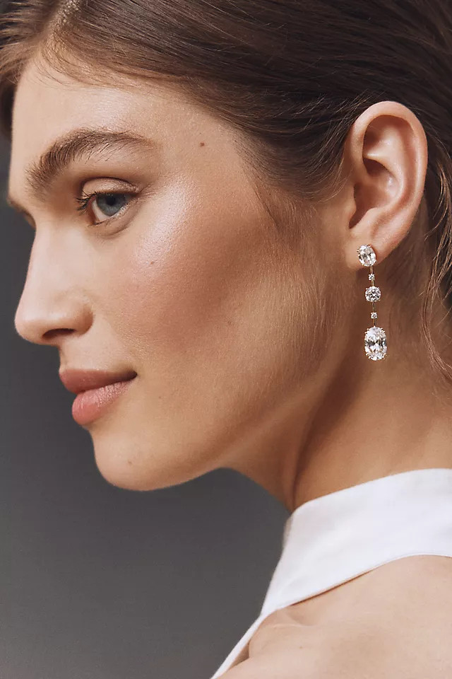 Evelyn Multi Oval Crystal Linear Drop Earrings | Anthropologie (US)