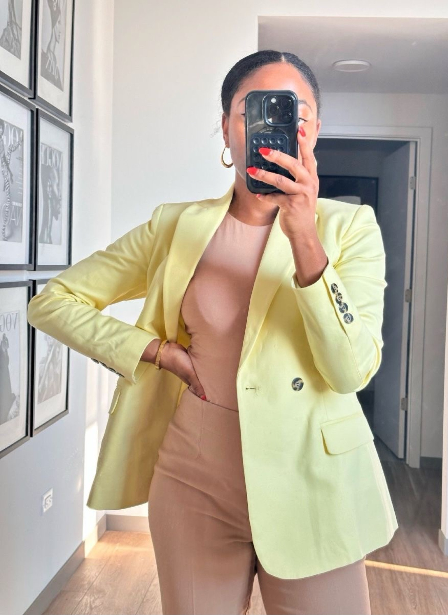 Yellow Blazer, Neutral Body Suit & Trousers

#LTKworkwear