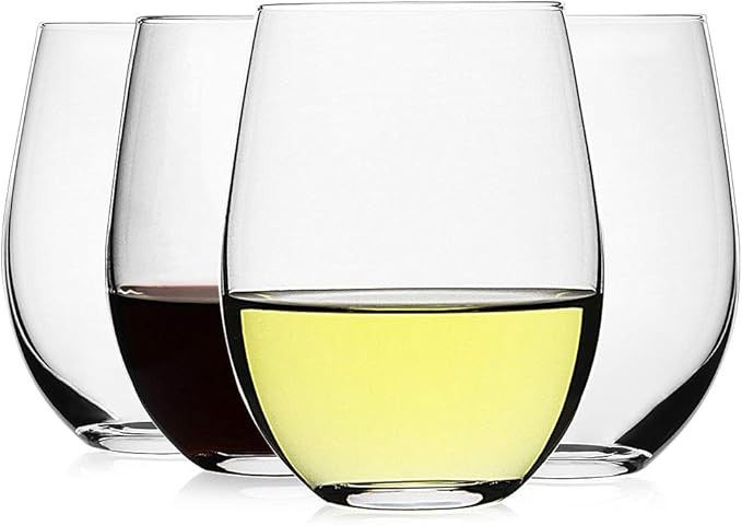 LUXU Stemless Wine Glasses(Set of 4)-20 oz,Crystal Wine Cups for Red or White Wine,Large Water Ju... | Amazon (US)