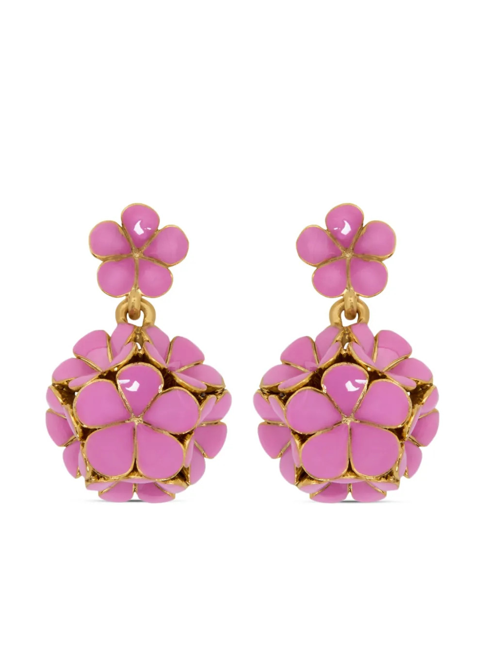 Oscar De La Renta Flower Drop clip-on Earrings | Pink | FARFETCH IE | Farfetch Global