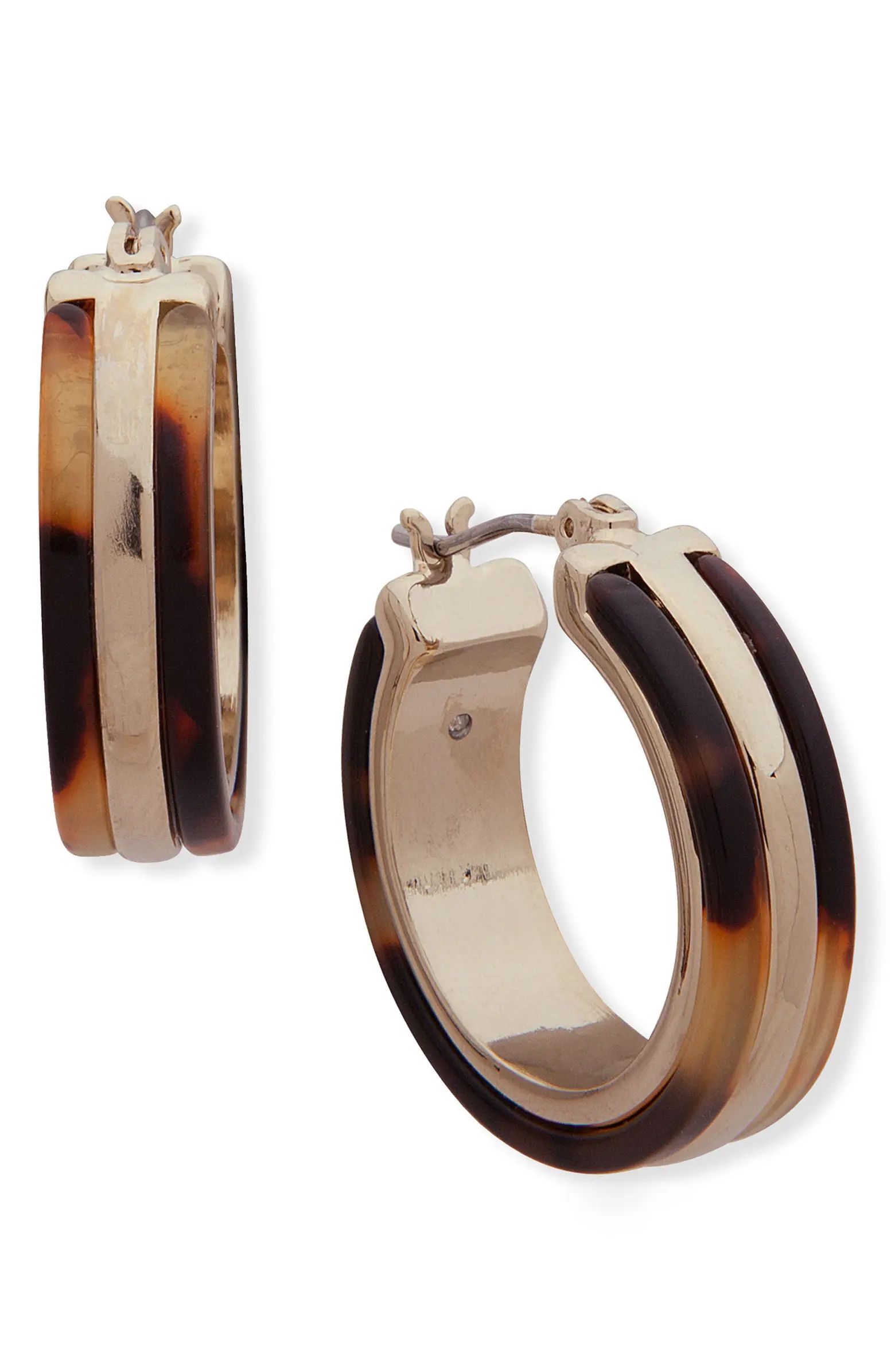 Stripe Tortoise Pattern Hoop Earrings | Nordstrom