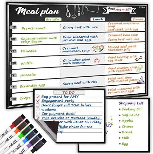 Magnetic Meal Planning Whiteboard - 14.5x11" Weekly Menu Board for Fridge - 7.5“x5.5" Notes - 7.5"x5 | Amazon (US)