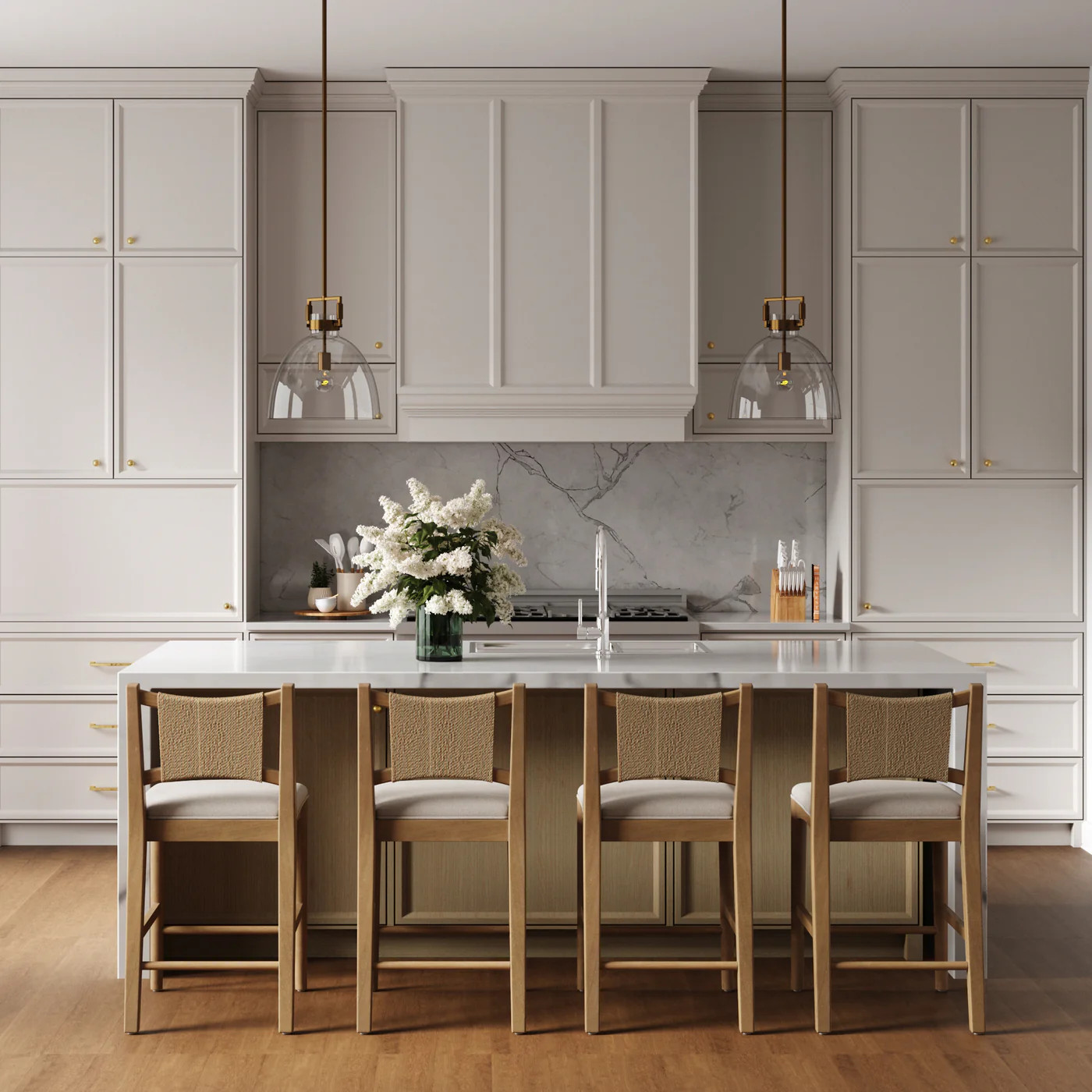 Seagrass Back Arched Footrest Counter Height Bar Stool (Set of 4) | Nathan James