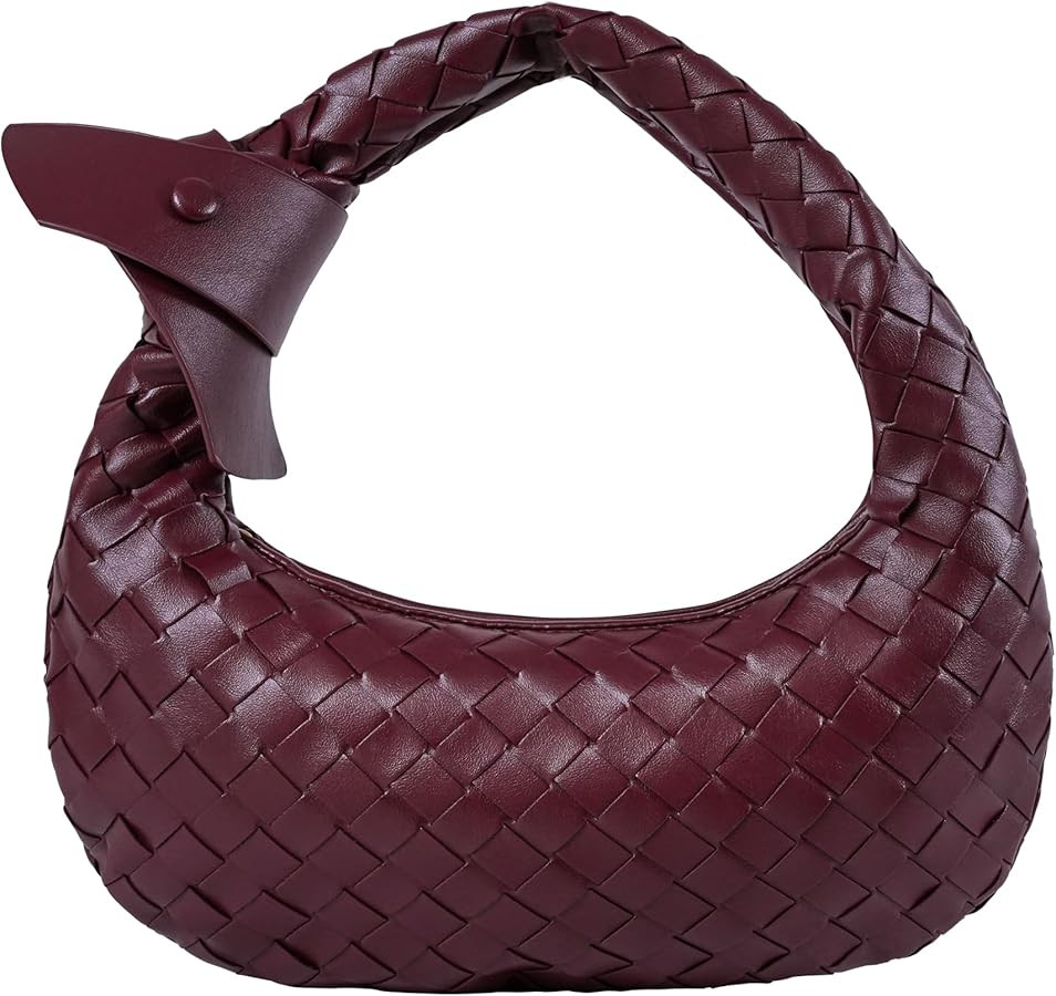Leather Woven Bag for Women, Woven Knot Clutch Bag, Dumpling Bag Hobo Bag, Vegan Leather Top Hand... | Amazon (US)
