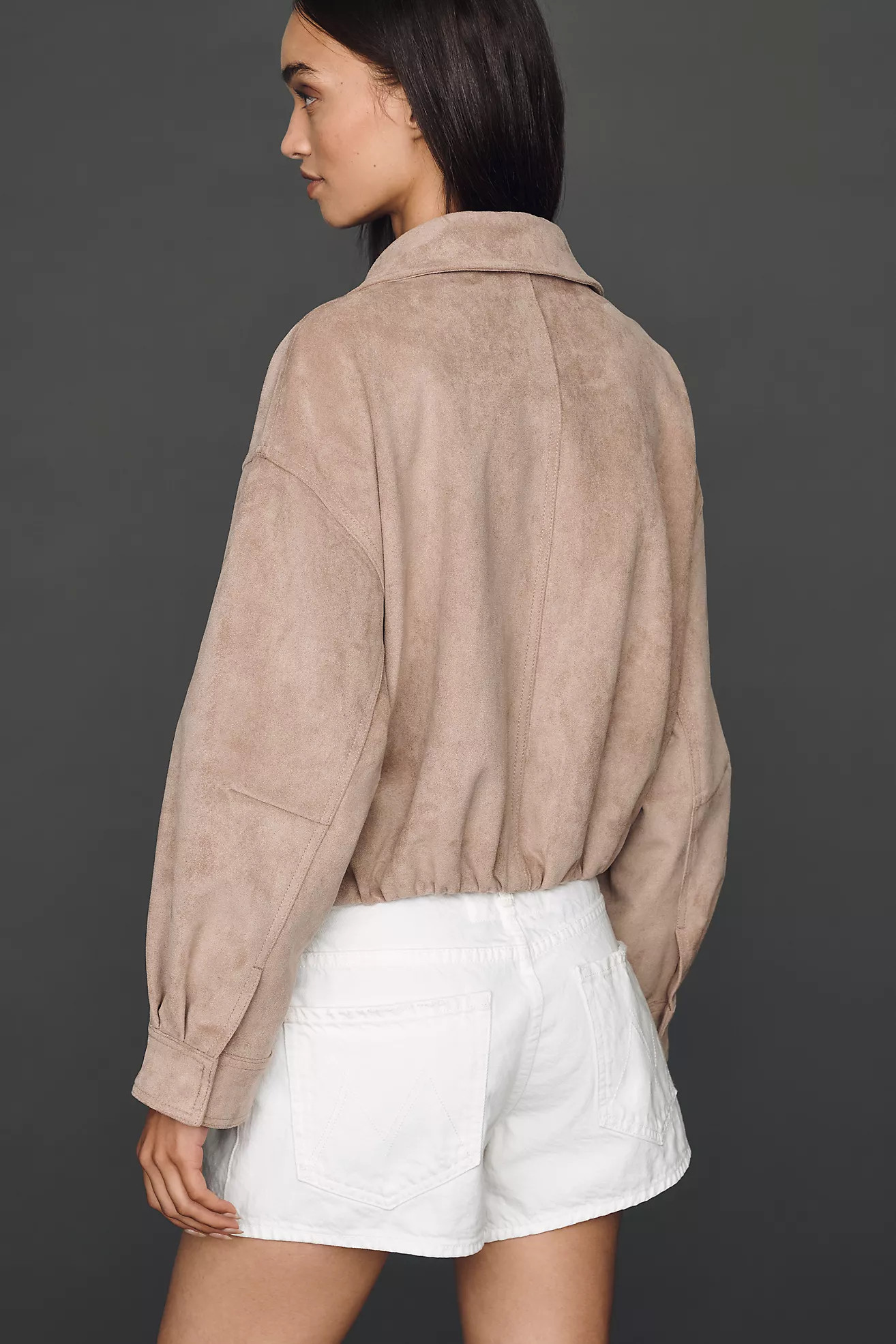 Maeve Imara Faux-Suede Funnel-Neck Jacket | Anthropologie (US)